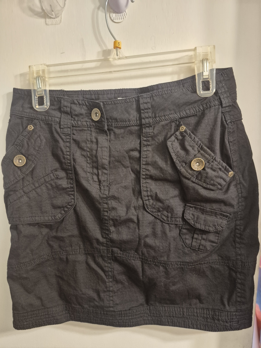 Revolution Black Utility Mini Skirt with Buttoned Pockets